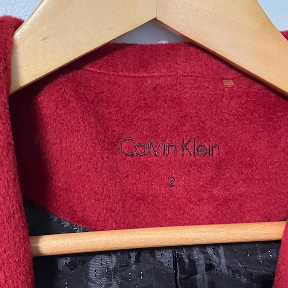NWOT Calvin Klein Wool Angora Elegant Red Women's Coat - Picture 2 of 8